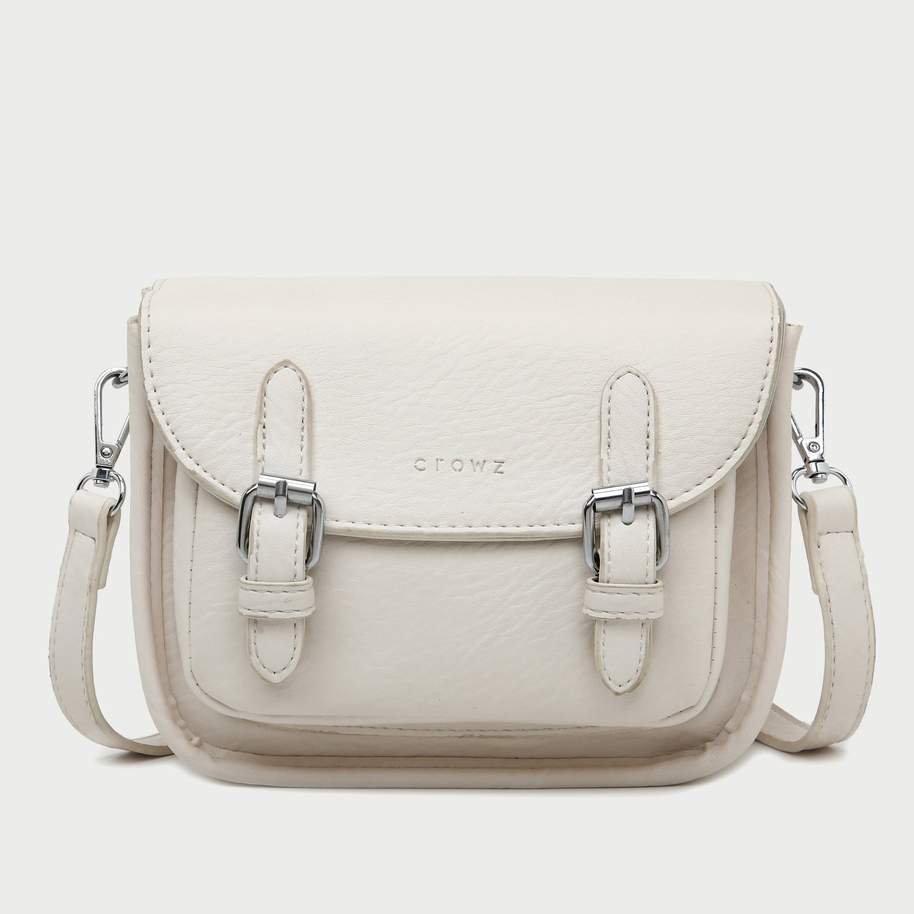 7 Inch Leather Crossbody Bag White Kiev